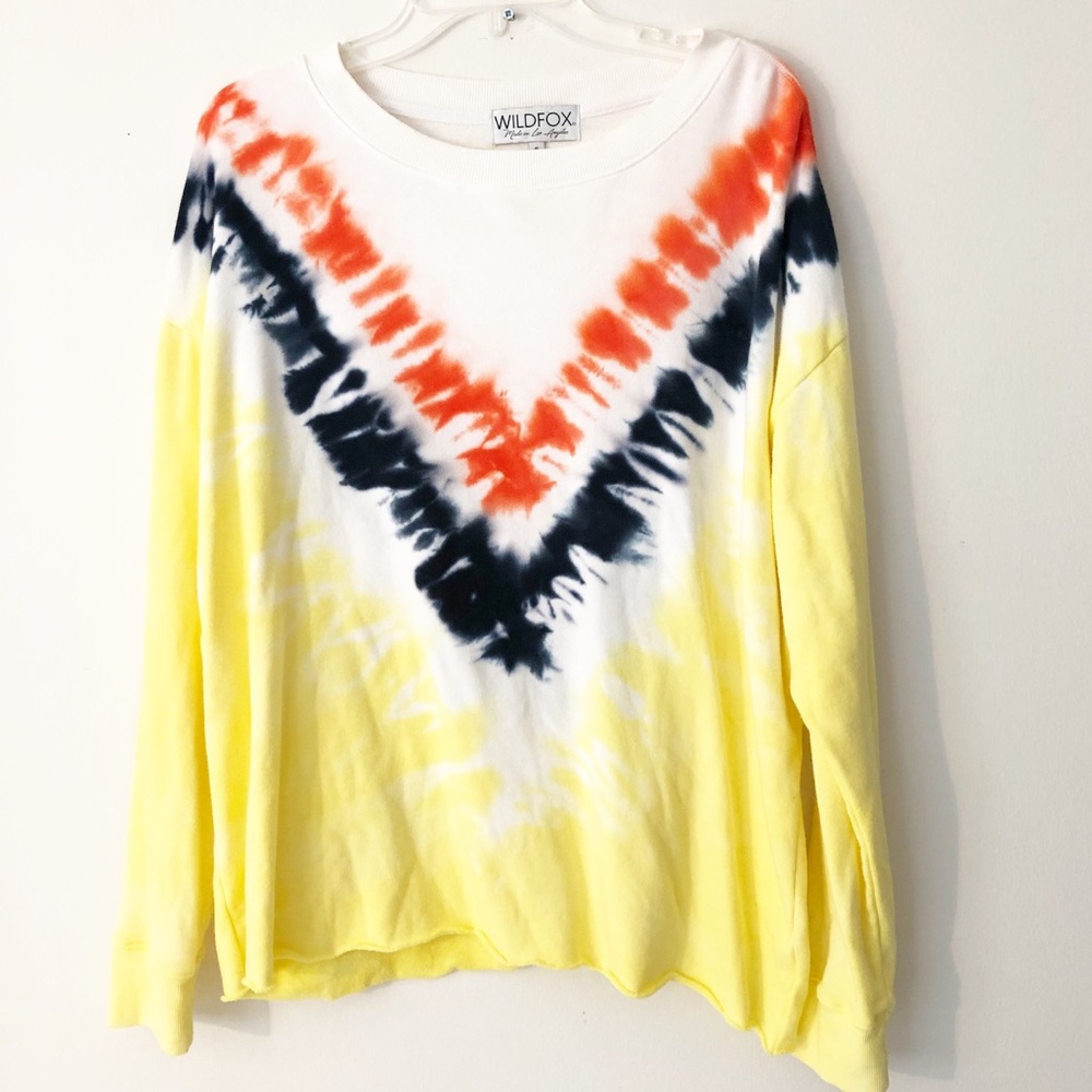 WILDFOX‎ LA top TYEDYE sweatshirt SMALL OVERSIZE EUC